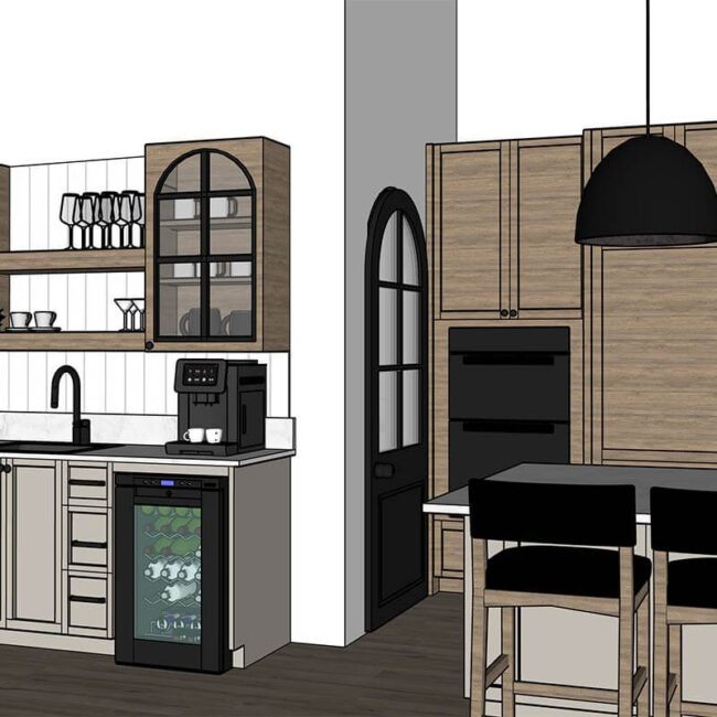 KB Interior Design Work: Interior design millwork plans with construction-ready details for custom built-in cabinetry